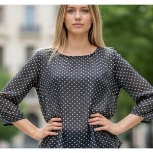 LOFT sheer polka dot blouse